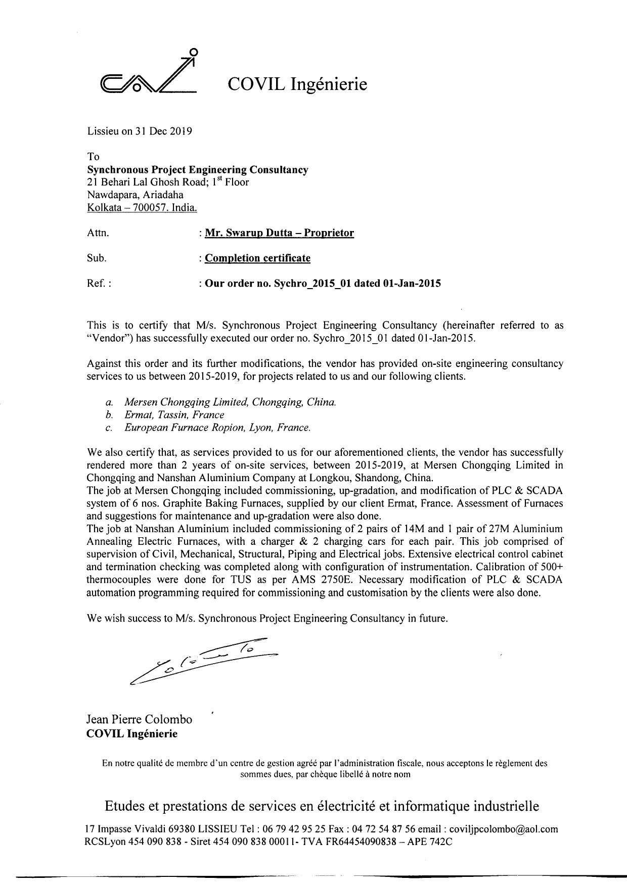 Completion Certificate 2019